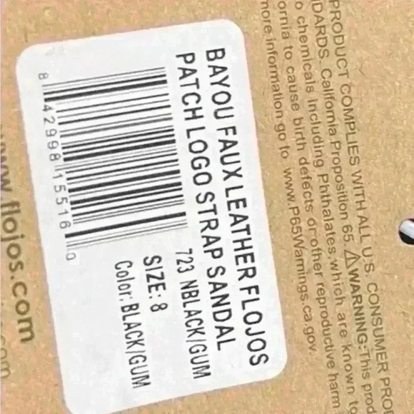 Flojos NWT Bayou Faux Leather Patch Logo Strap Black Sandals Men’s Size 8 New - Picture 4 of 5